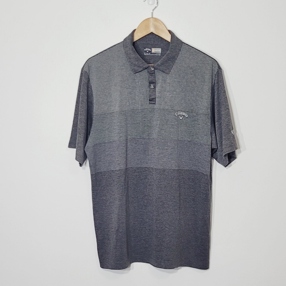 Callaway Opti-Dri  Men's Gray Casual Polo Collar Short Sleeve Golf Lightweight